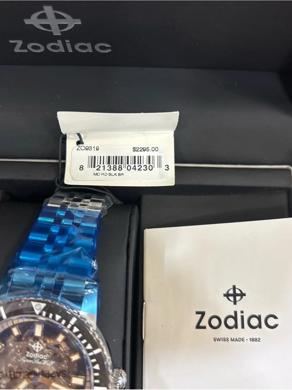 Zodiac Super Sea Wolf Auto Skeleton Dial Black Bezel Steel Bracelet Watch ZO9319